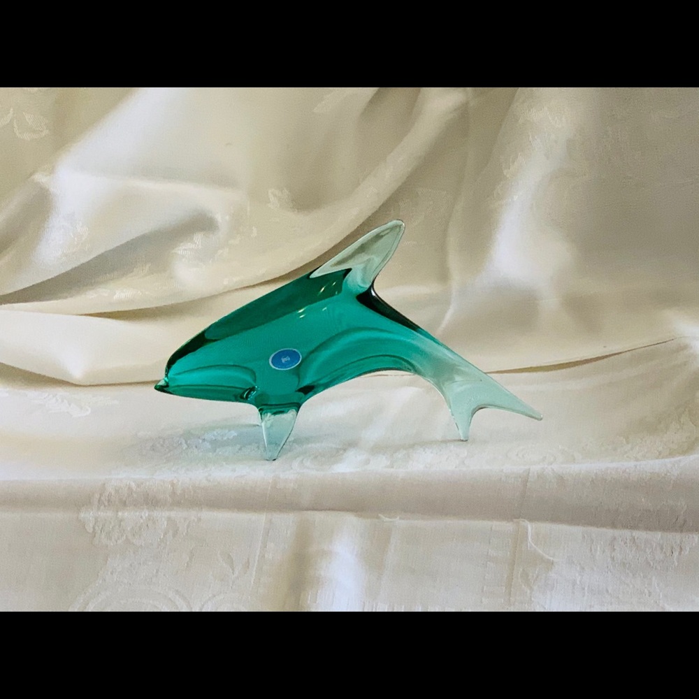 Crystal mouth blown fish from the Czech Republic.